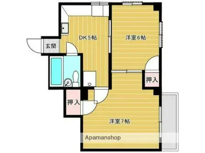 沢田ビル(2K/3階)の間取り写真