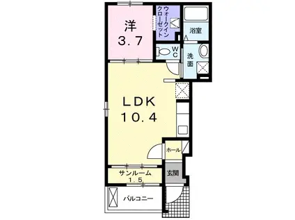 ベル アルモニー(1LDK/1階)の間取り写真