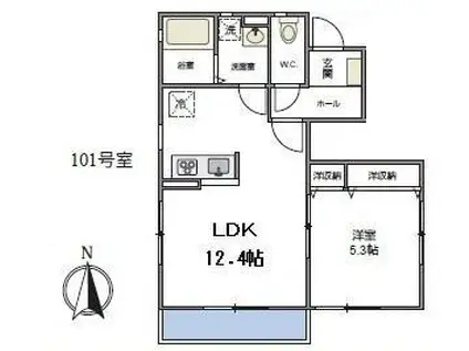 MMヴィラージュⅤ(1LDK/1階)の間取り写真