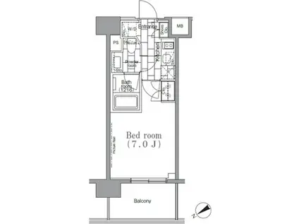 パークハビオ目黒リバーサイド(1K/10階)の間取り写真