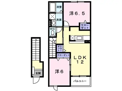 カトライア(2LDK/2階)の間取り写真