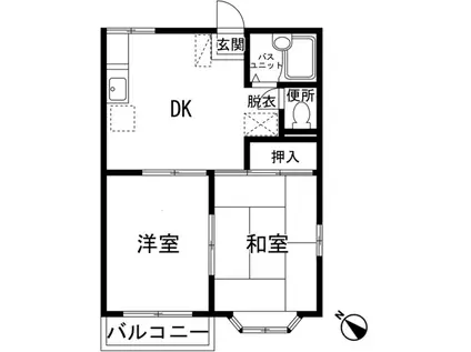 サンハイツ磯部(2DK/1階)の間取り写真