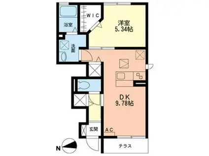 ソレアード(1DK/1階)の間取り写真