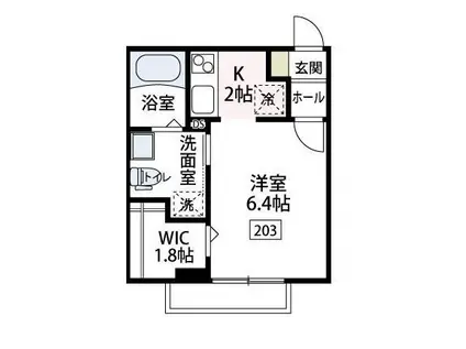 コンフォルトⅡ(ワンルーム/2階)の間取り写真