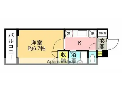 フレンズえびなアネックス(1K/4階)の間取り写真