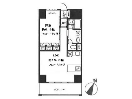 ロジュマン湘南(1LDK/12階)の間取り写真