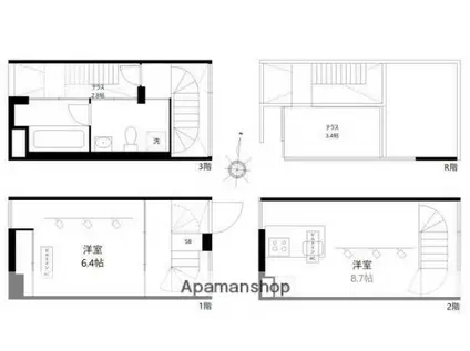 鶴見線 鶴見駅 徒歩8分 2階建 築17年(1DK/1階)の間取り写真