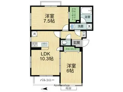 アイビーハウス(2LDK/3階)の間取り写真