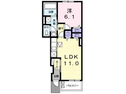 グリーンテラス9(1LDK/1階)の間取り写真
