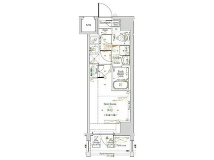 BANDOBASHIKNOTSバンドウ(1K/1階)の間取り写真