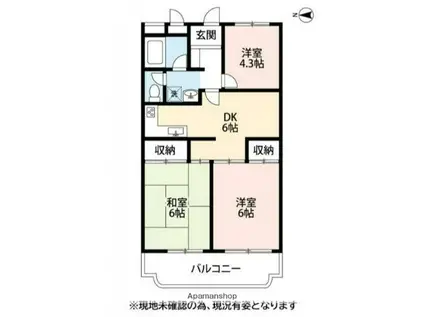 フルール三神三番館(3DK/1階)の間取り写真