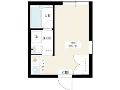 LUDENS戸越公園Ⅰ(ワンルーム/3階)の間取り写真