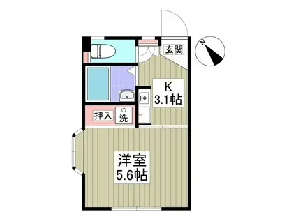 パレス金森台(1K/1階)の間取り写真