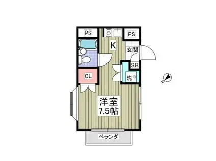 フローラルコート3(ワンルーム/1階)の間取り写真