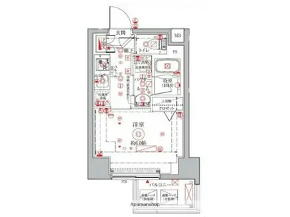クレイシアIDZ横浜桜木町(1K/7階)の間取り写真