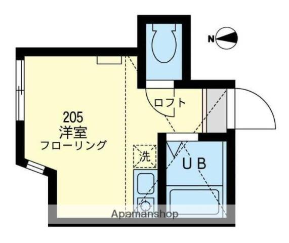 ユネイト根岸アルメリアの杜(ワンルーム/2階)の間取り写真