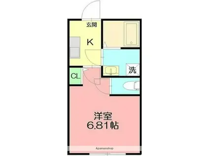 JHマリーナ平塚(1K/1階)の間取り写真