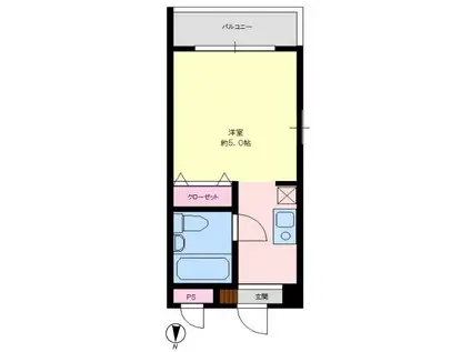 ドミール洋光台(ワンルーム/2階)の間取り写真