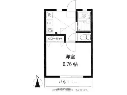 シャローム湘南(1K/2階)の間取り写真