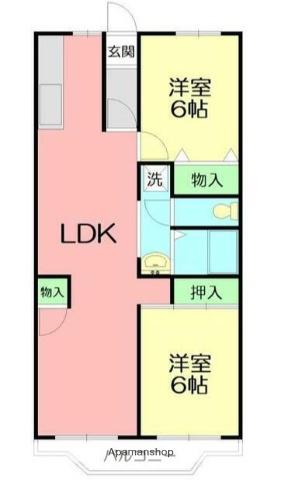 ボヌール秦野2(2LDK/3階)の間取り写真