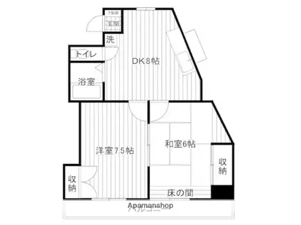 リバーハイム711(2DK/4階)の間取り写真