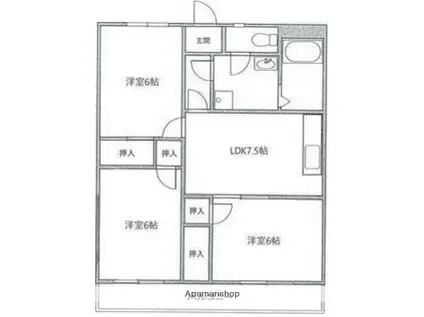 エトワール湘南(3DK/4階)の間取り写真