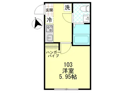 バーンサヌーク杉田(1K/1階)の間取り写真