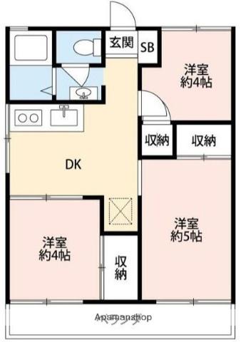 サンハイム平塚(3DK/1階)の間取り写真