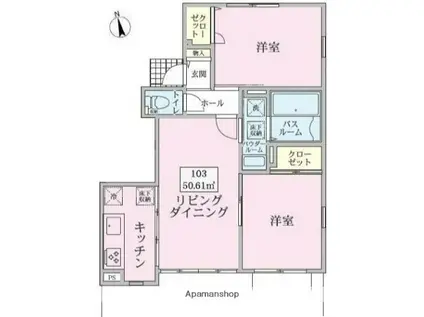 グランセレッソ湘南(2LDK/1階)の間取り写真