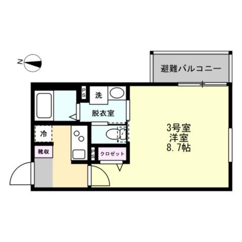 LAPELMELIAⅢ(1K/3階)の間取り写真