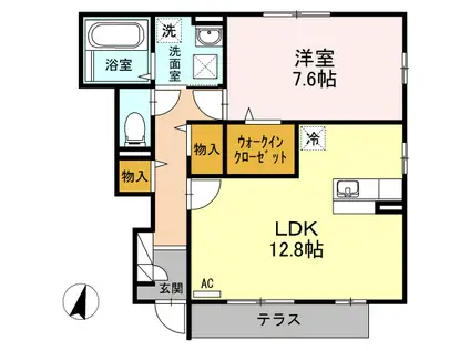 ボナール・ヴィラ(1LDK/1階)の間取り写真
