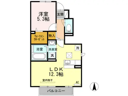 エクセルパークII(1LDK/1階)の間取り写真