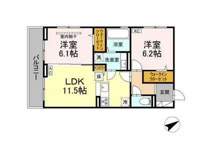 トレビ・フォンタナ(2LDK/1階)の間取り写真