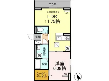 カーサ門源(1LDK/1階)の間取り写真