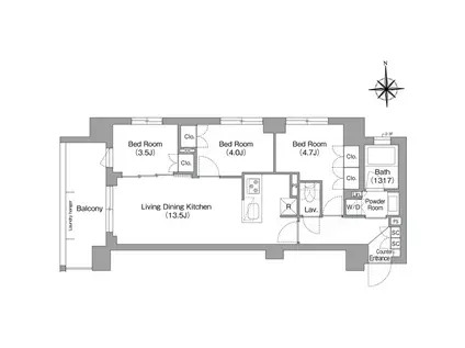 コンフォリア・リヴ大森西(3LDK/1階)の間取り写真
