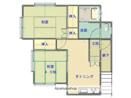 ISKハイツ(2DK/1階)の間取り写真