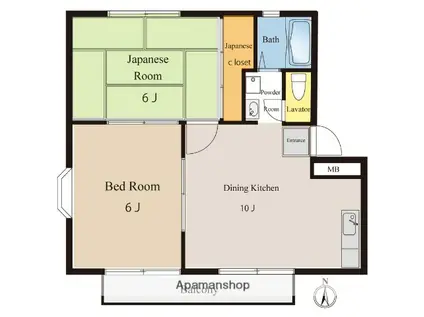 サンハイツ旭(2LDK/1階)の間取り写真