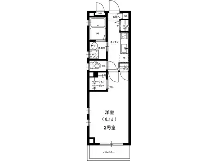 リブリ・カーサ横浜三ツ沢(1K/2階)の間取り写真