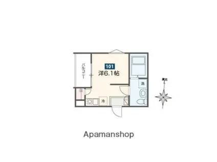 MELDIA鶴見小野Ⅱ(ワンルーム/1階)の間取り写真