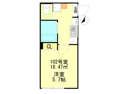 BASE(1K/1階)の間取り写真
