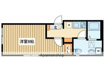 ベルヴィ鶴間(1K/1階)の間取り写真