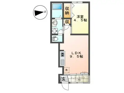 ククナSO(1LDK/1階)の間取り写真