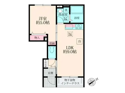 クレール カルム(1LDK/1階)の間取り写真