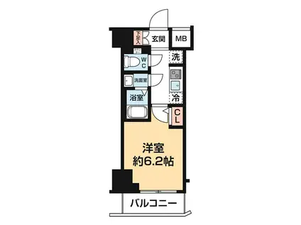 ルフレプレミアム横浜リーヴァ(1K/6階)の間取り写真