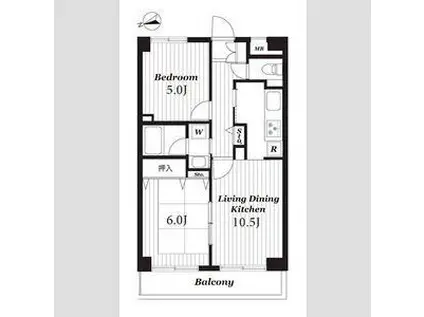 クリオ海老名弐番館(2LDK/7階)の間取り写真