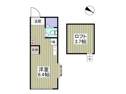 パレス杉田V(ワンルーム/2階)の間取り写真