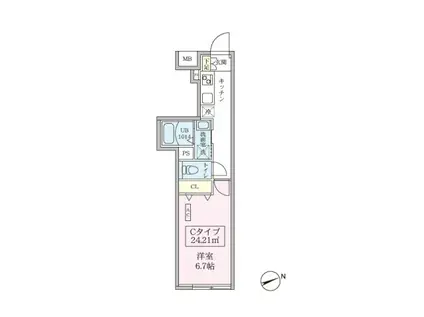 スカイコートリュクス品川大崎(1K/3階)の間取り写真