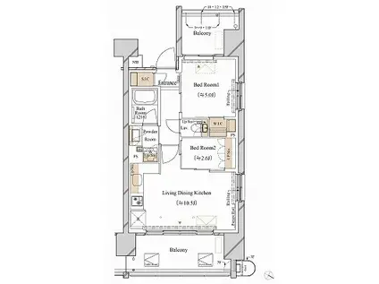 ブランシエスタ新丸子リバーフロ(2LDK/6階)の間取り写真