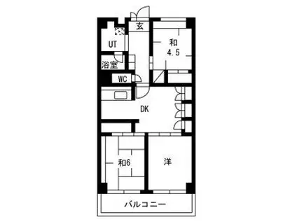 テレパレス横須賀(3DK/6階)の間取り写真
