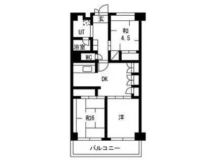 テレパレス横須賀(3DK/4階)の間取り写真